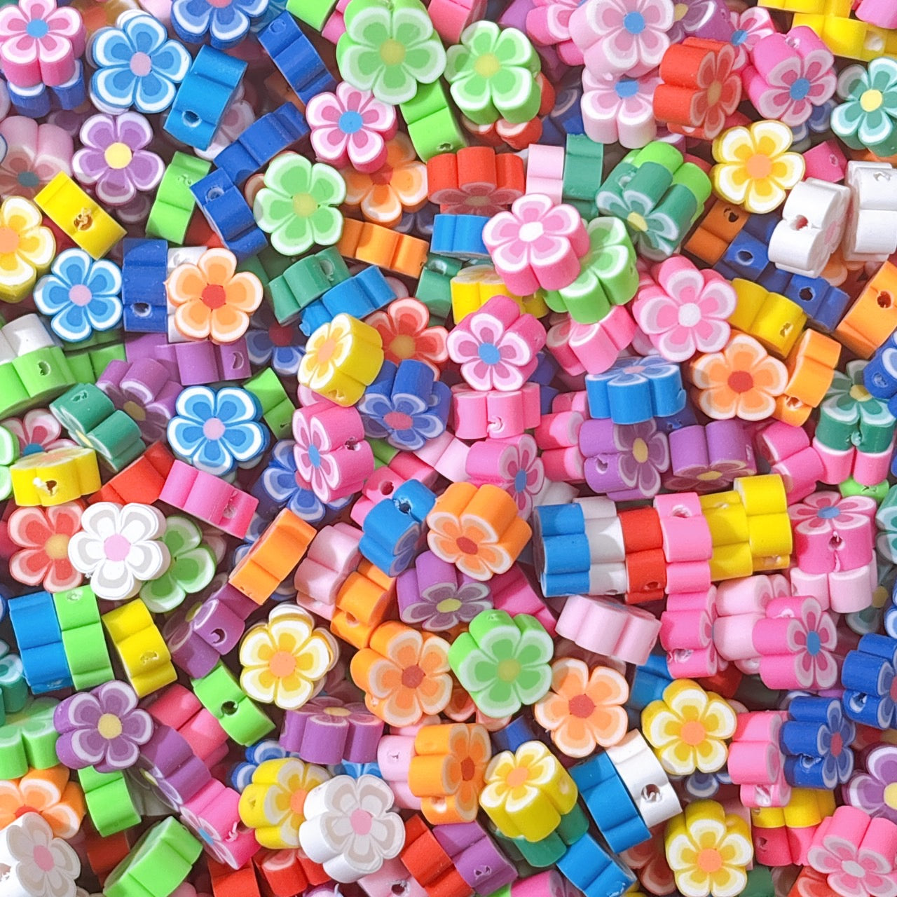 【特価】カラフルフラワー ポリマークレイパーツ 10㎜ (約100個)