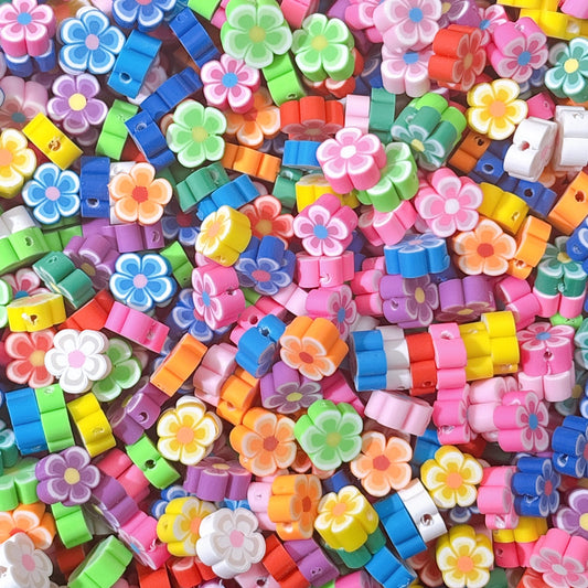 【特価】カラフルフラワー ポリマークレイパーツ 10㎜ (約100個)