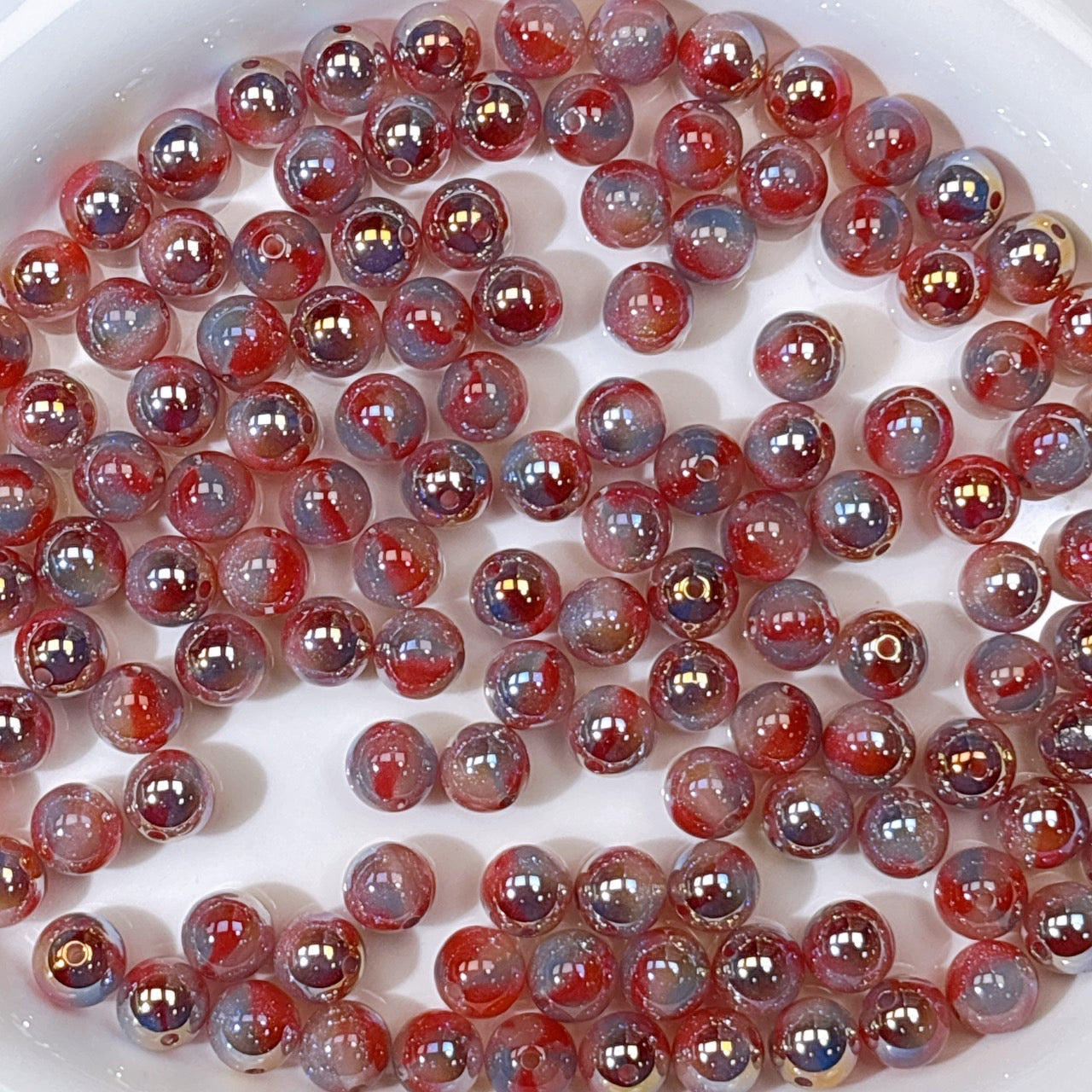 煌線飴シリーズ No.1赤系 光学ビーズ 10㎜