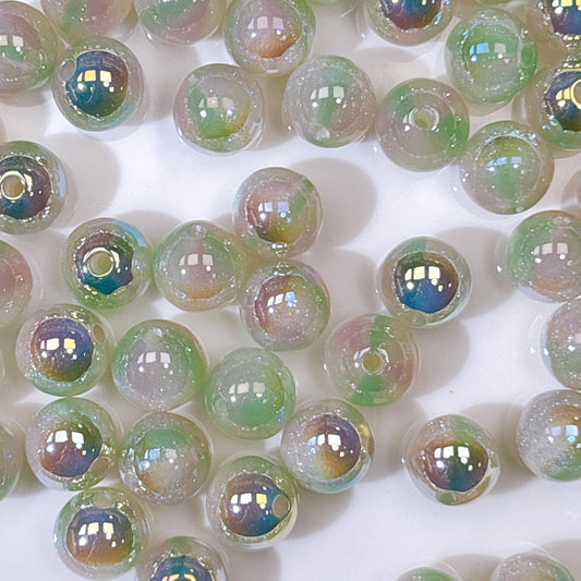 煌線飴シリーズ No.2緑系 光学ビーズ 10㎜