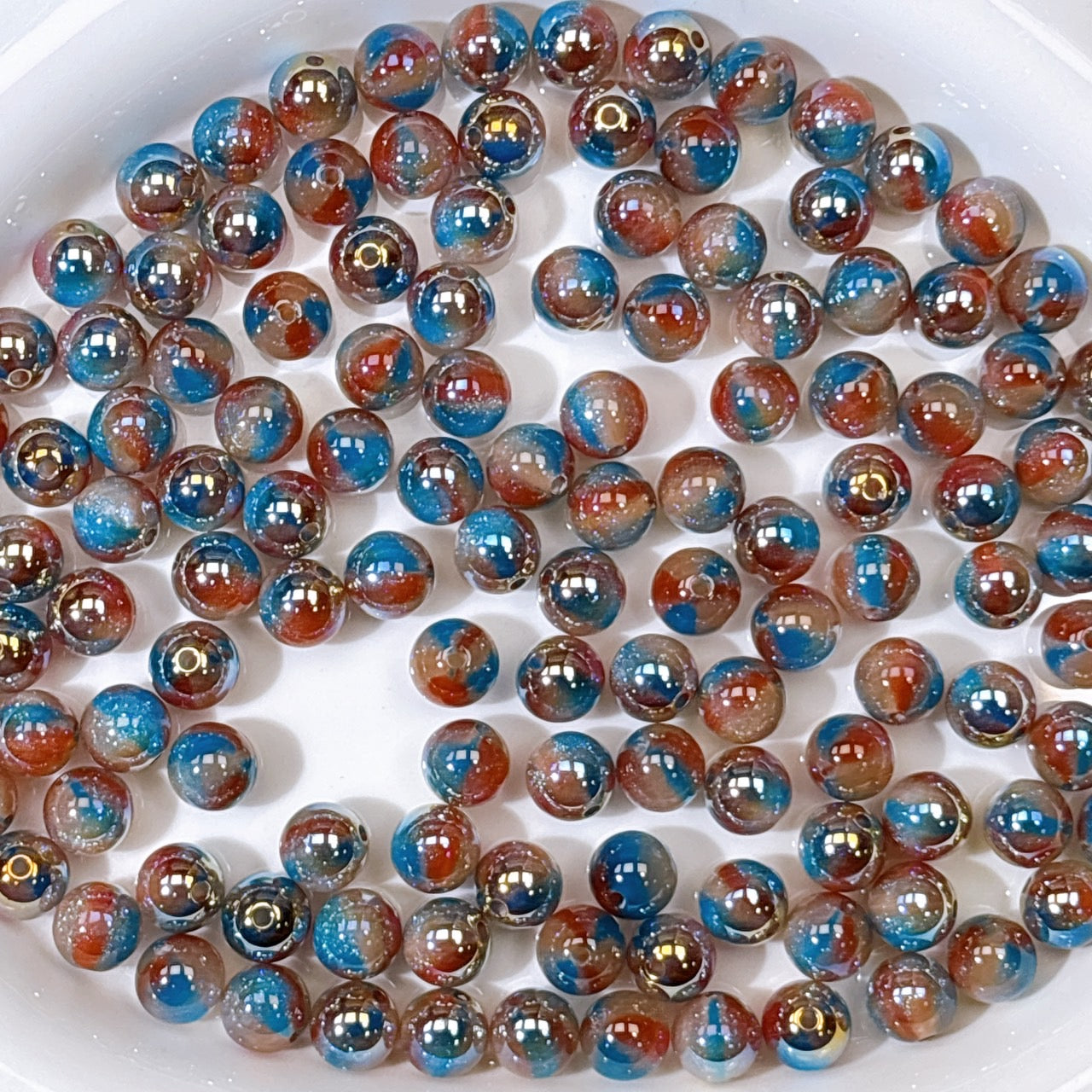 煌線飴シリーズ No.8水色系 光学ビーズ 10㎜