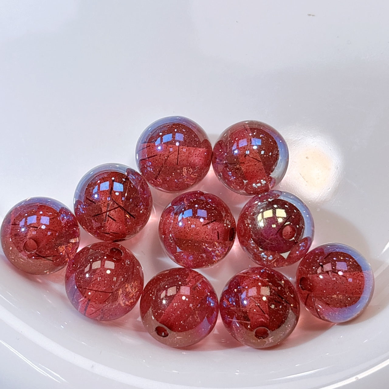 銀糸シリーズ No.4プラム  光学ビーズ 16㎜