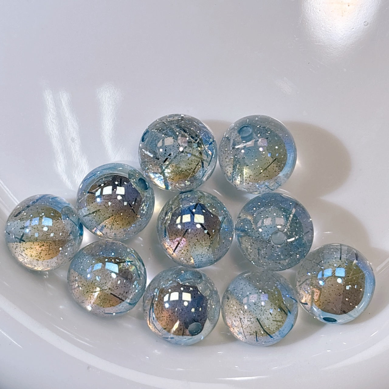 銀糸シリーズ No.5ライトブルー  光学ビーズ 16㎜