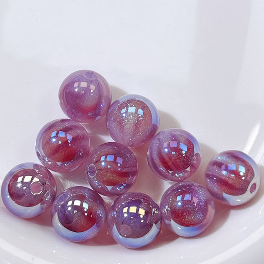 ふんわり縞模様 紫色 光学ビーズ 16㎜