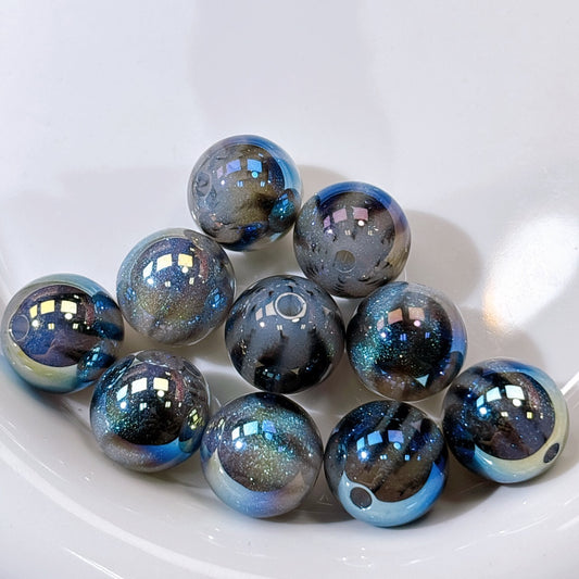 ふんわり縞模様 黒色 光学ビーズ 16㎜