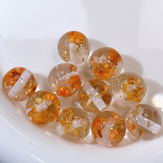 花宵夢シリーズ No.2橙 ドライフラワー・箔ラメ入り16㎜