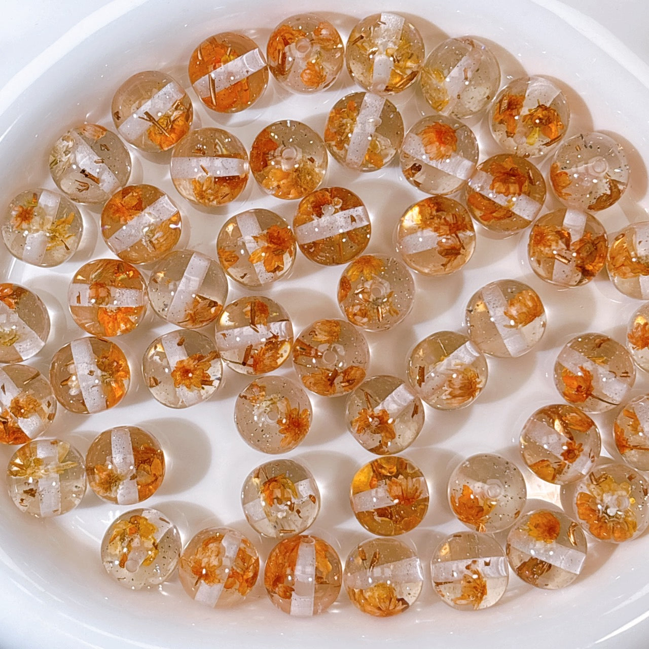 花宵夢シリーズ No.2橙 ドライフラワー・箔ラメ入り16㎜