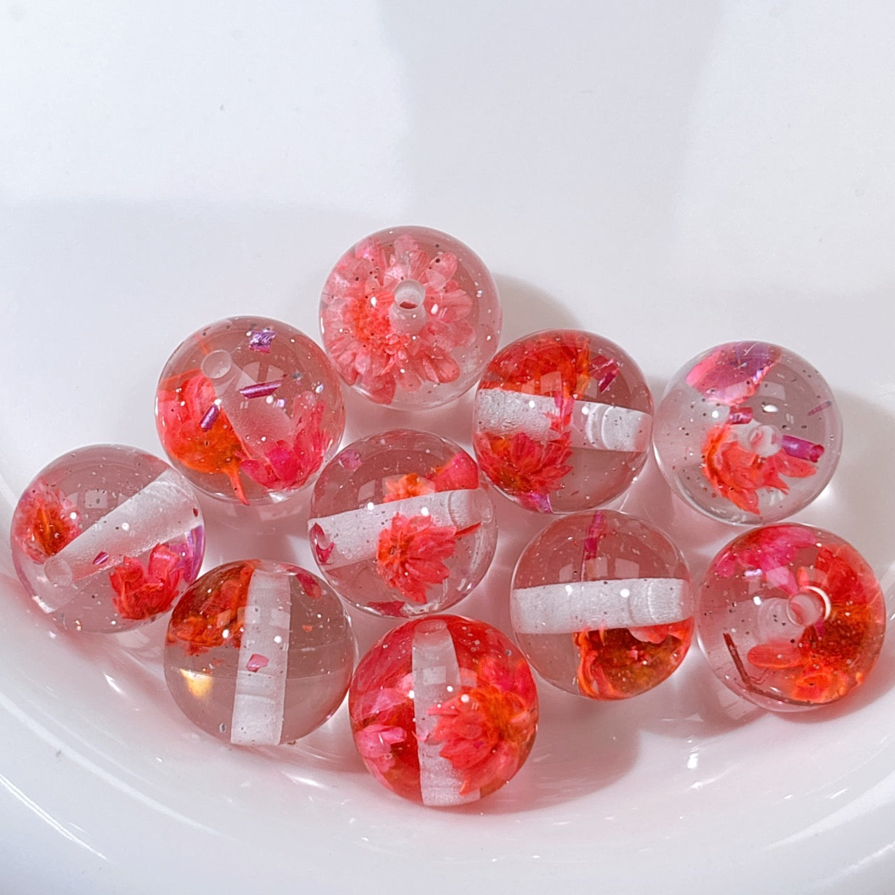 花宵夢シリーズ No.4桃色 ドライフラワー・箔ラメ入り16㎜