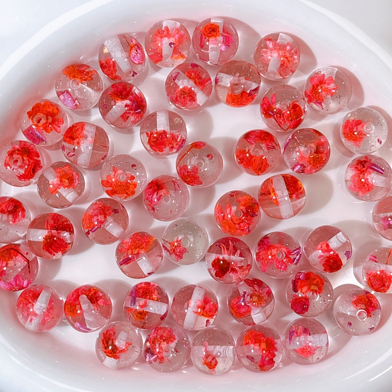 花宵夢シリーズ No.4桃色 ドライフラワー・箔ラメ入り16㎜