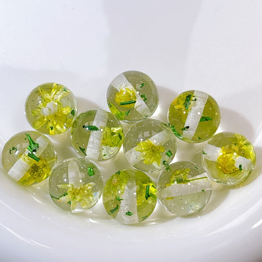 花宵夢シリーズ No.5黄色 ドライフラワー・箔ラメ入り16㎜