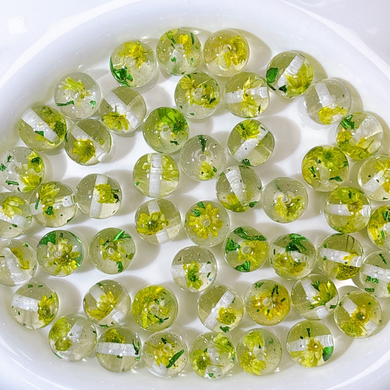 花宵夢シリーズ No.5黄色 ドライフラワー・箔ラメ入り16㎜