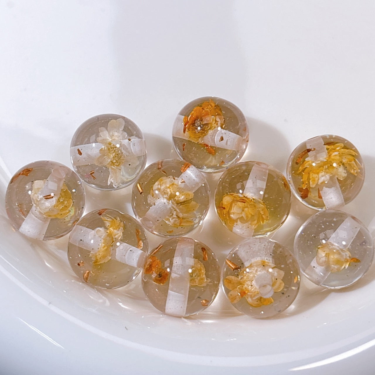 花宵夢シリーズ No.7薄橙 ドライフラワー・箔ラメ入り16㎜