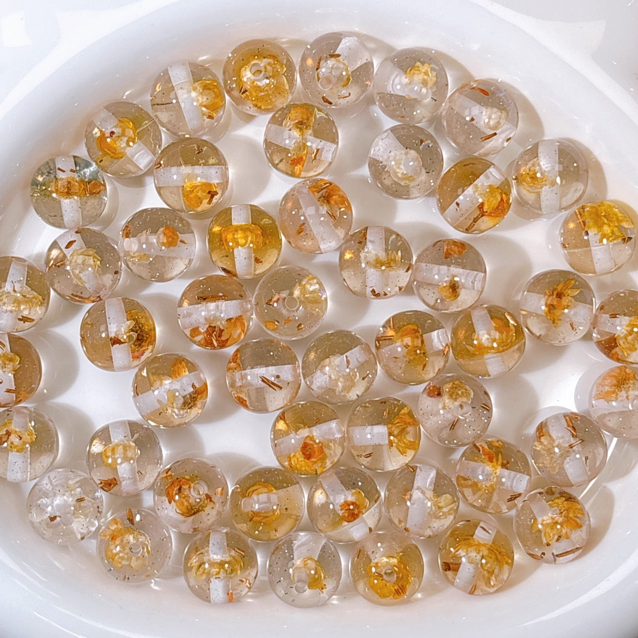 花宵夢シリーズ No.7薄橙 ドライフラワー・箔ラメ入り16㎜