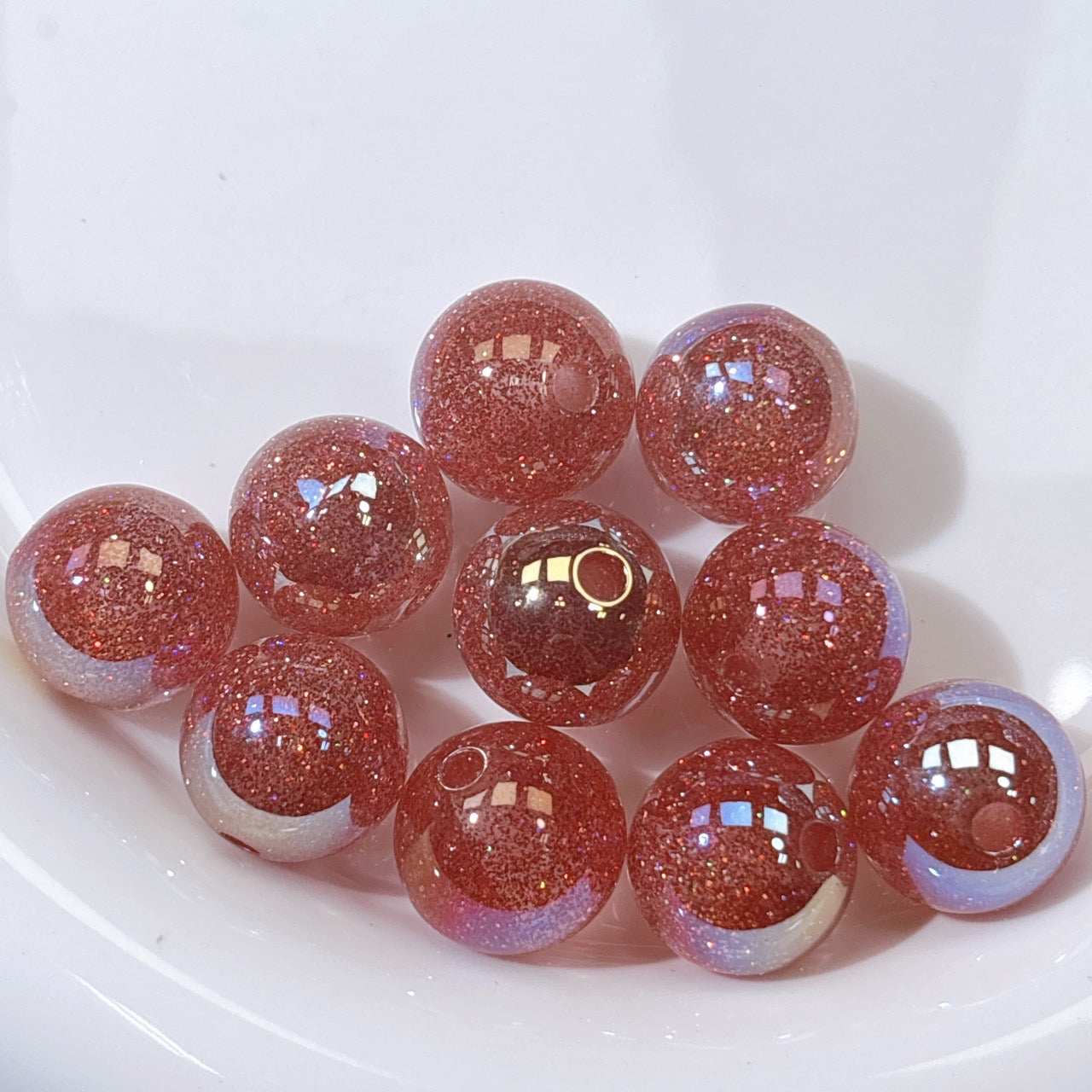 グリッターマジック No.7ローズレッド 光学ビーズ 16㎜