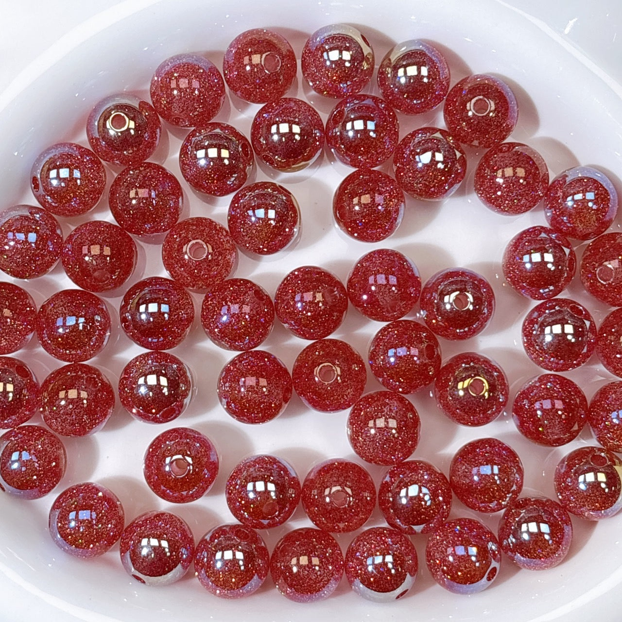 グリッターマジック No.7ローズレッド 光学ビーズ 16㎜