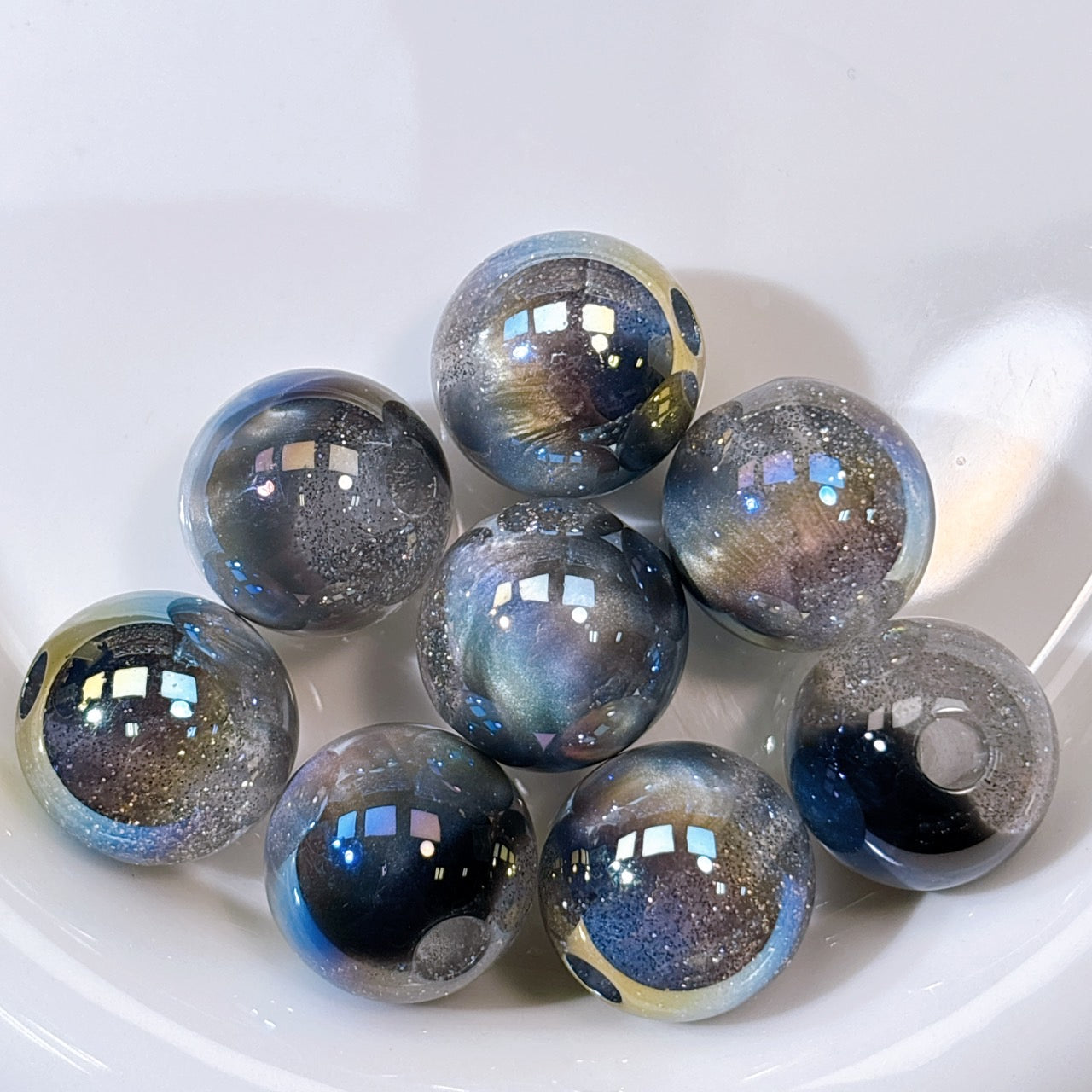 星空デュエット No.2ブラック 光学ビーズ 20㎜