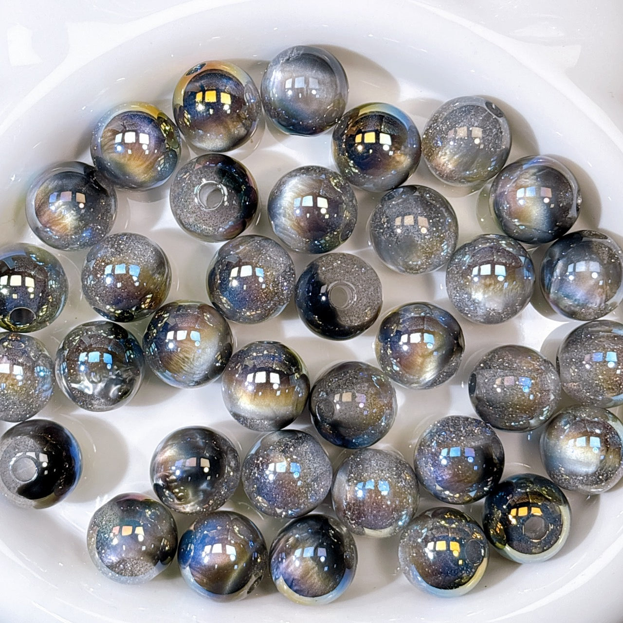 星空デュエット No.2ブラック 光学ビーズ 20㎜