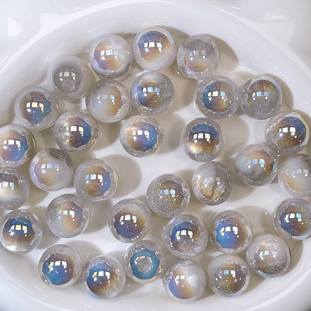 星空デュエット No.1ホワイト 光学ビーズ 20㎜