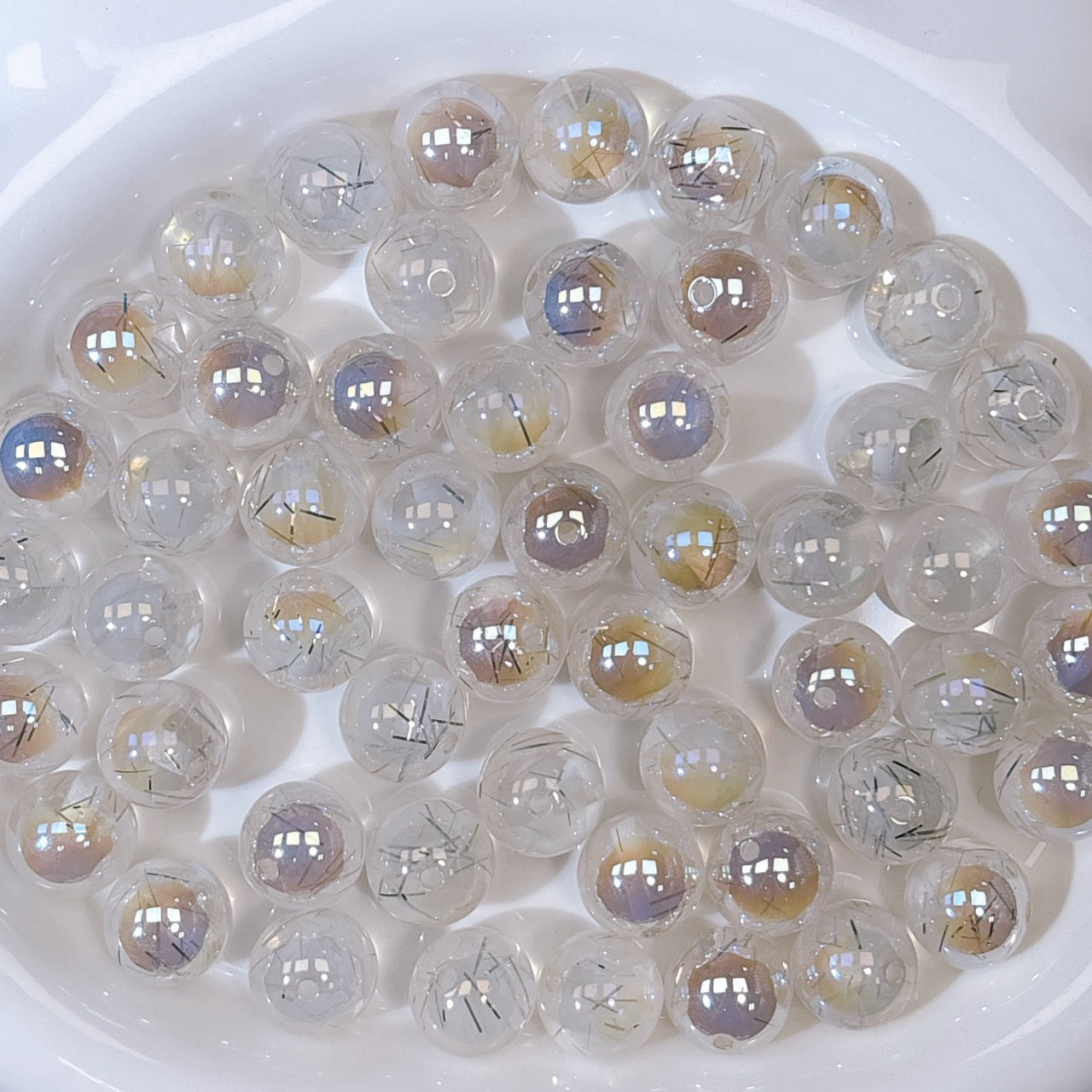 霧の銀糸 No.1ホワイト 光学ビーズ 16㎜