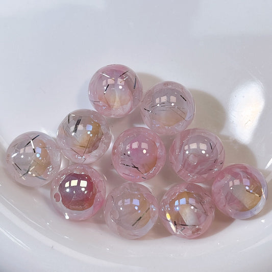 霧の銀糸 No.2ベビーピンク 光学ビーズ 16㎜