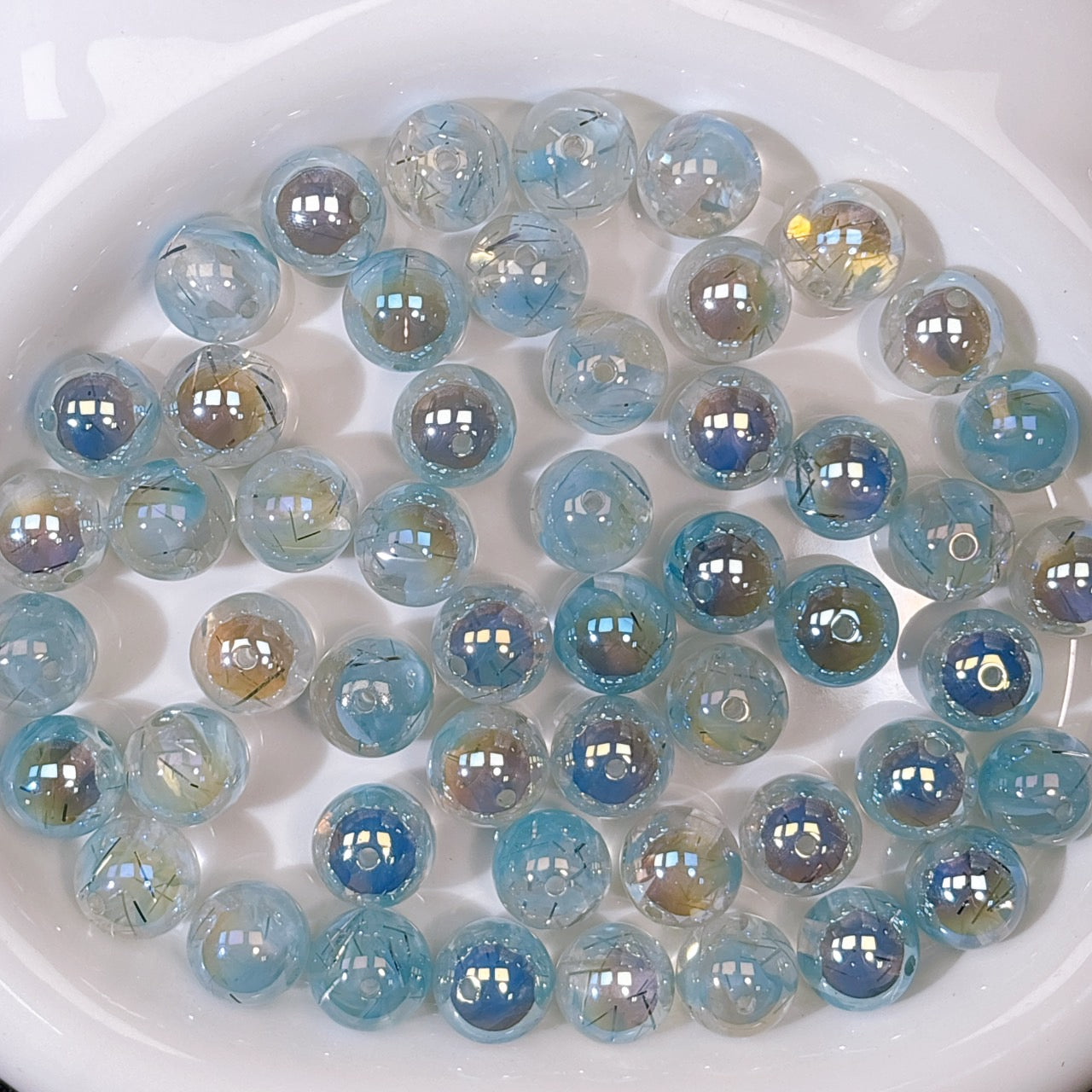 霧の銀糸 No.5パウダーブルー 光学ビーズ 16㎜