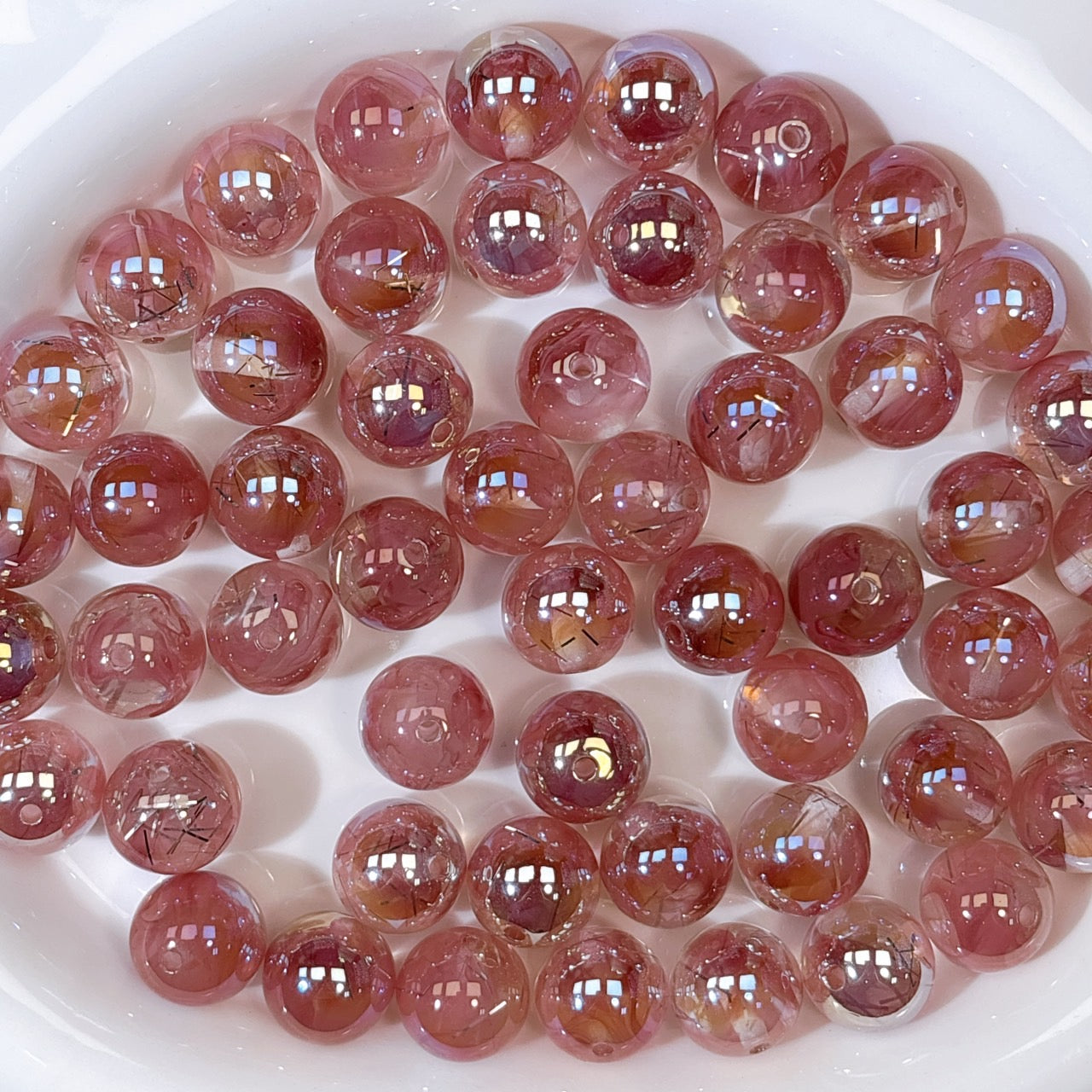 霧の銀糸 No.7ダスティピンク 光学ビーズ 16㎜