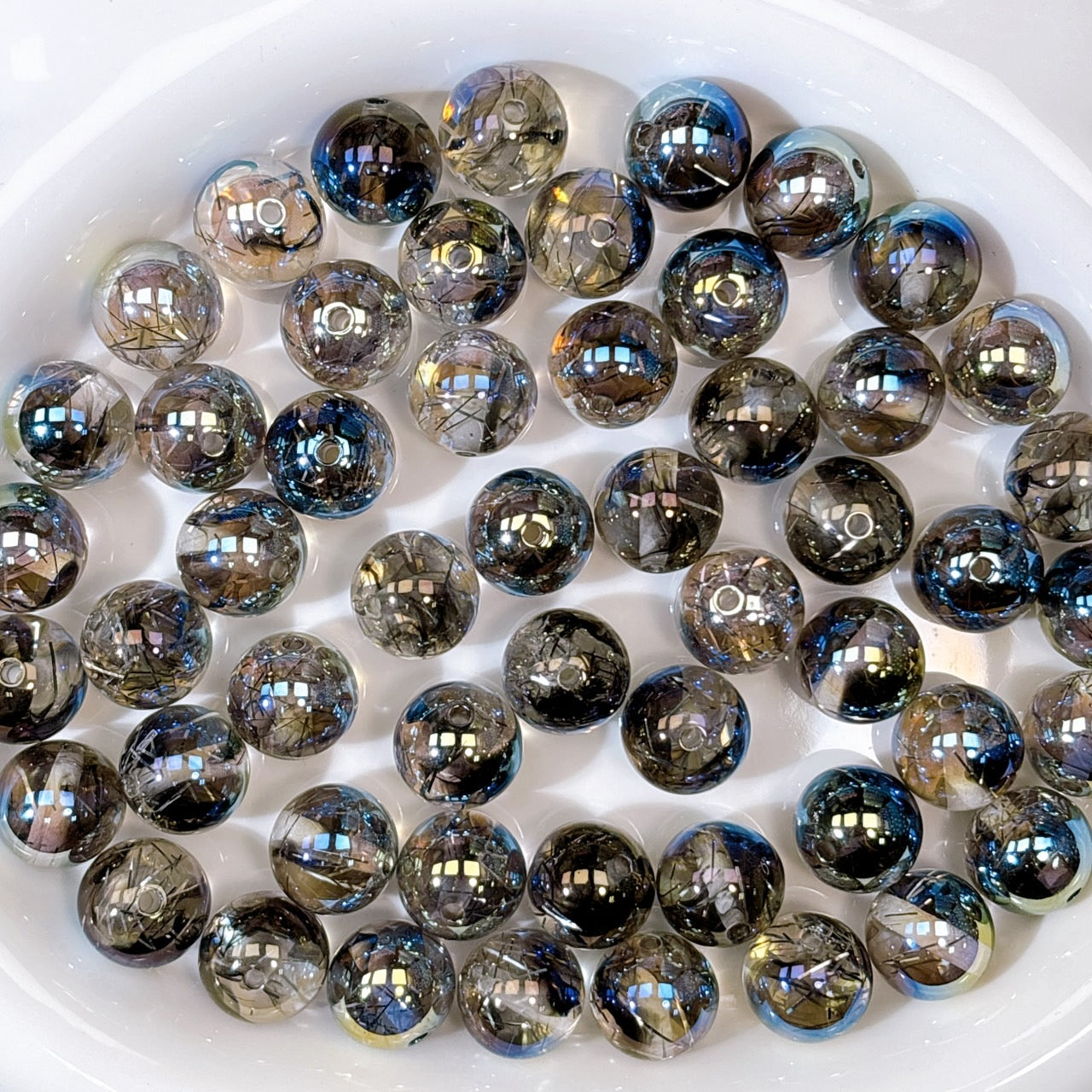 霧の銀糸 No.8ブラック 光学ビーズ 16㎜