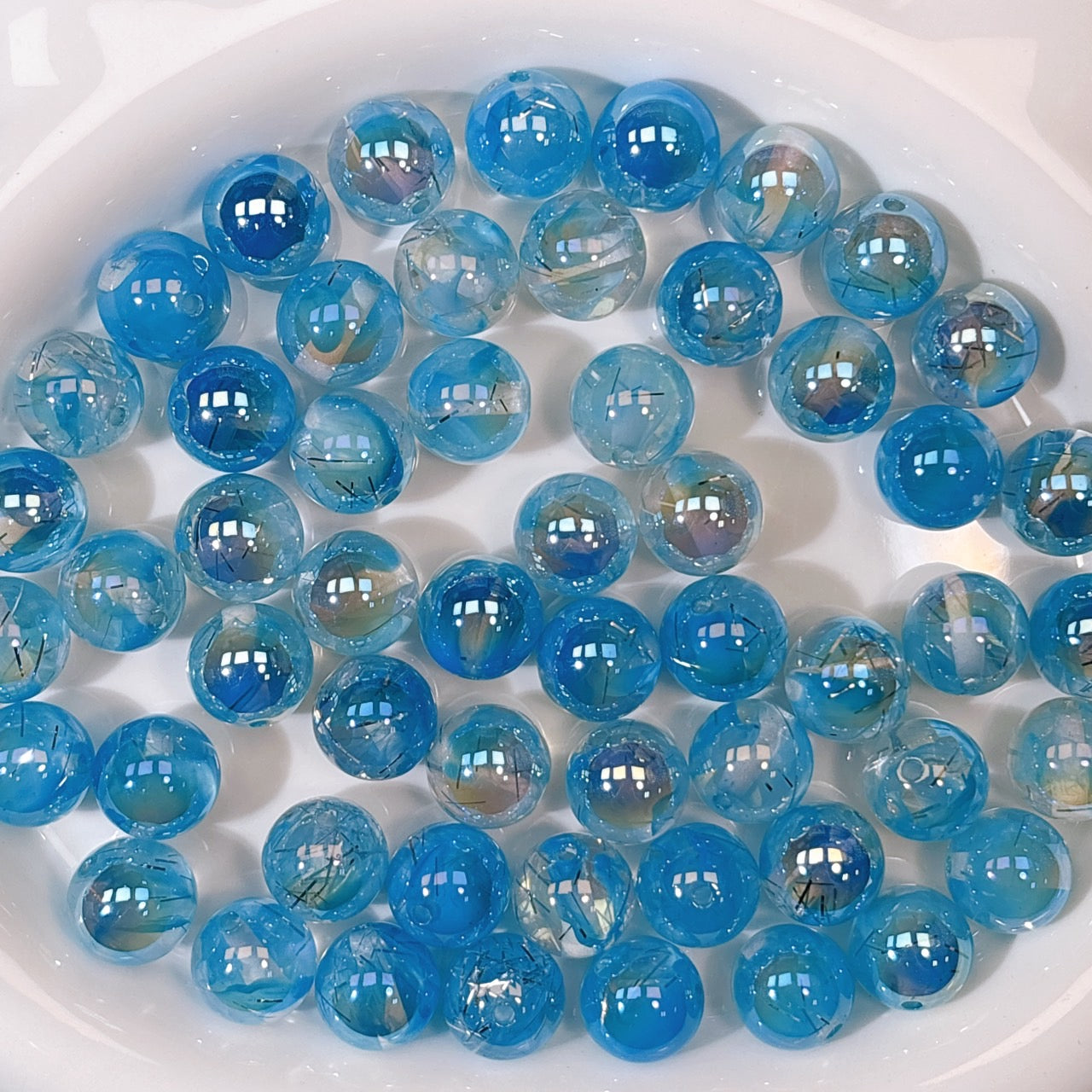 霧の銀糸 No.9スカイブルー 光学ビーズ 16㎜