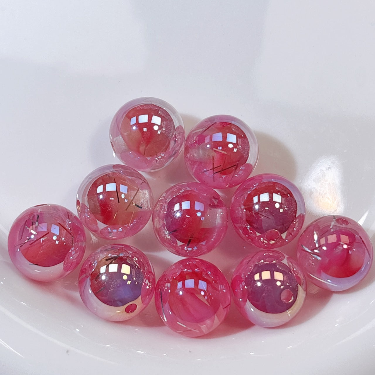 霧の銀糸 No.10フューシャピンク 光学ビーズ 16㎜