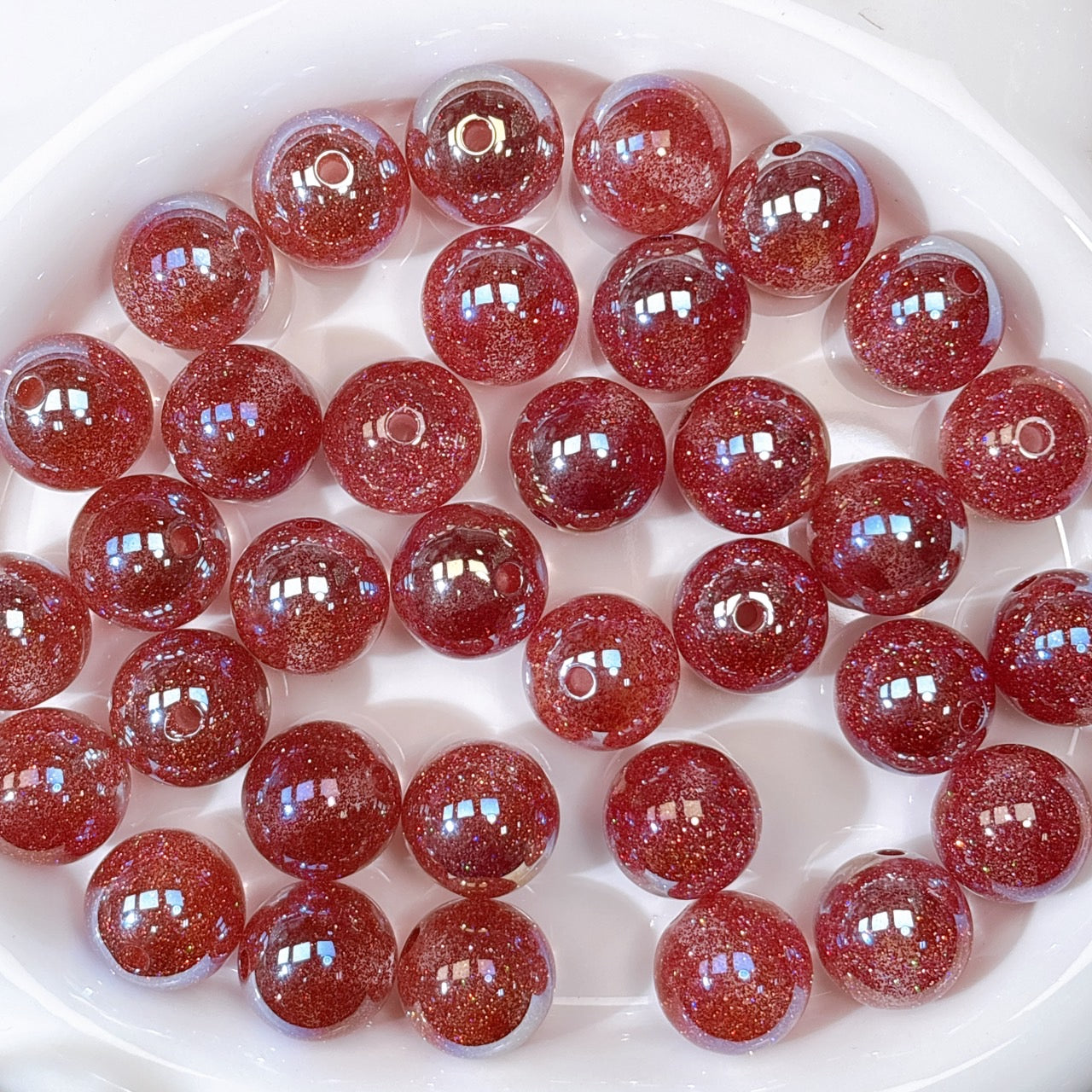 グリッターマジック No.7ローズレッド 光学ビーズ 20㎜