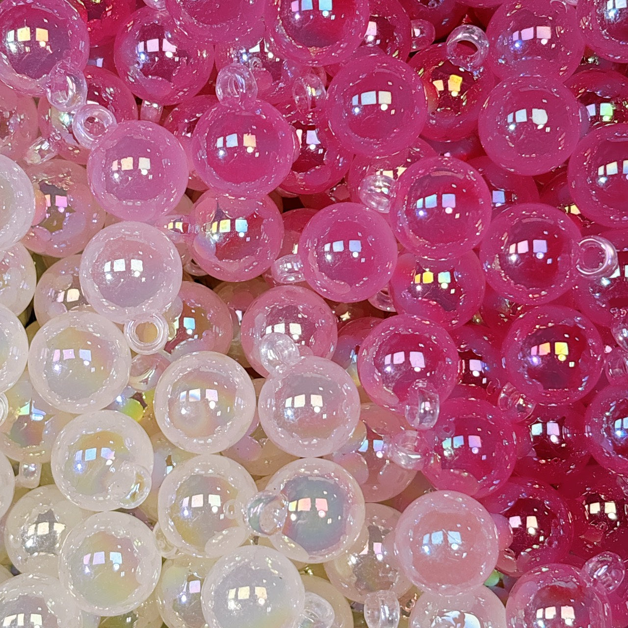 【特価】UV変色・夜光 オーロラカン付きビーズ 16㎜ (50個)