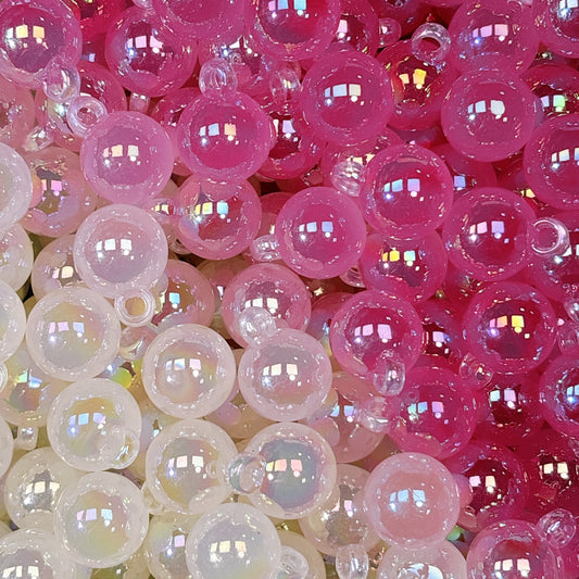 【特価】UV変色・夜光 オーロラカン付きビーズ 16㎜ (50個)