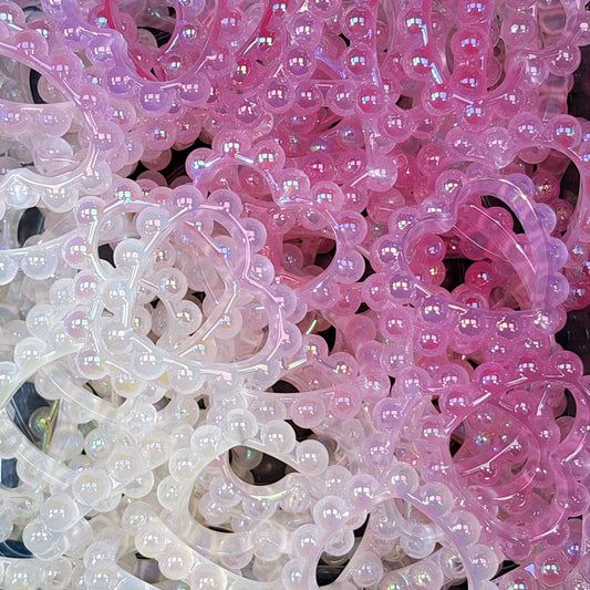 UV変色・夜光 ぷくぷくハート輪っか ビーズ 40×45㎜