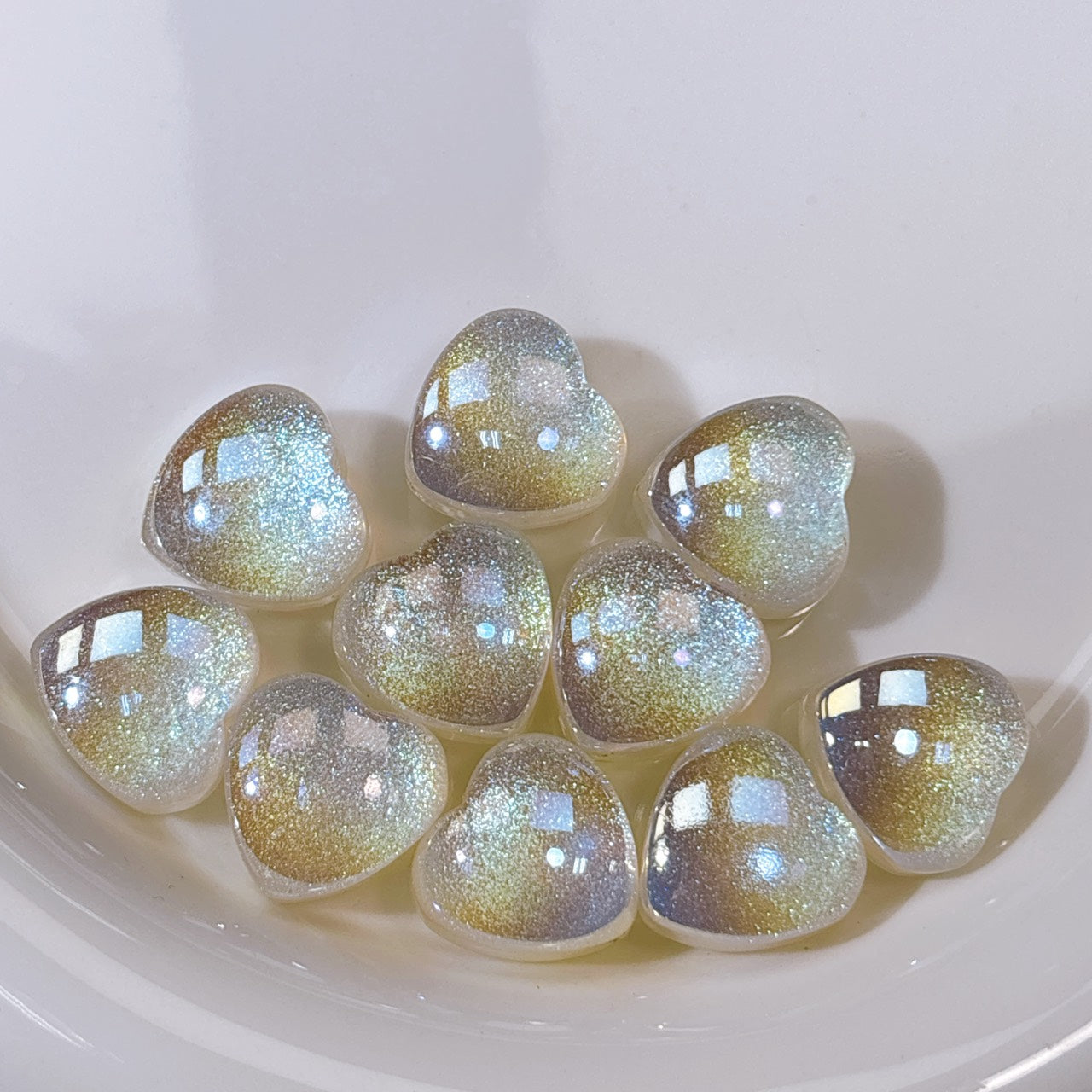 ティンカー♡ハート No.1ホワイト 光学ビーズ 15㎜