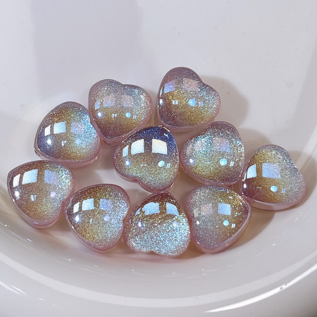 ティンカー♡ハート No.3パープル 光学ビーズ 15㎜