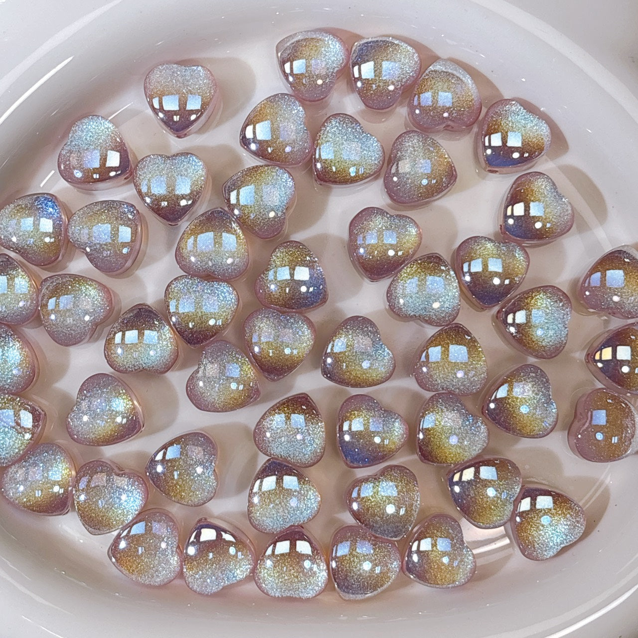 ティンカー♡ハート No.3パープル 光学ビーズ 15㎜