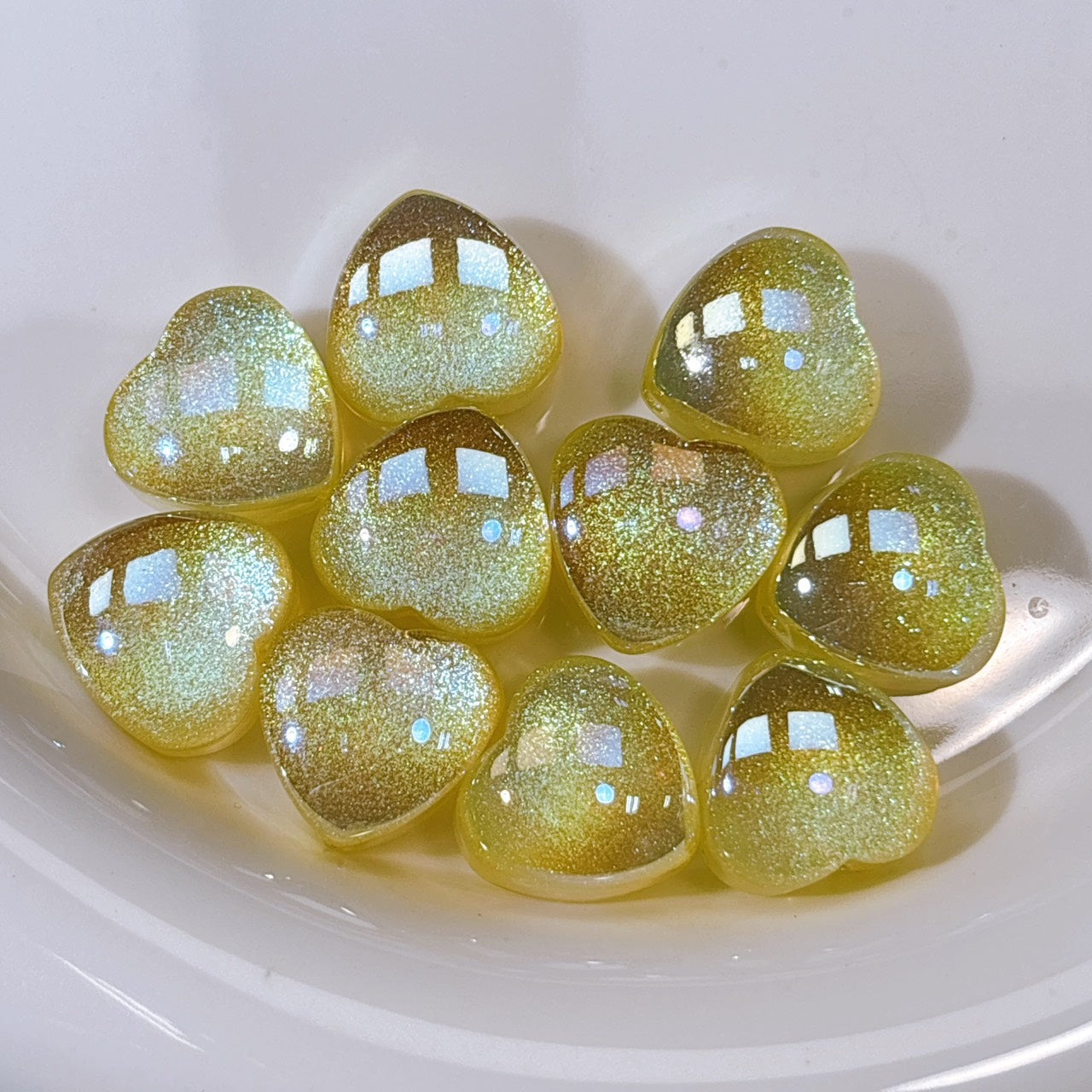 ティンカー♡ハート No.2イエロー 光学ビーズ 15㎜