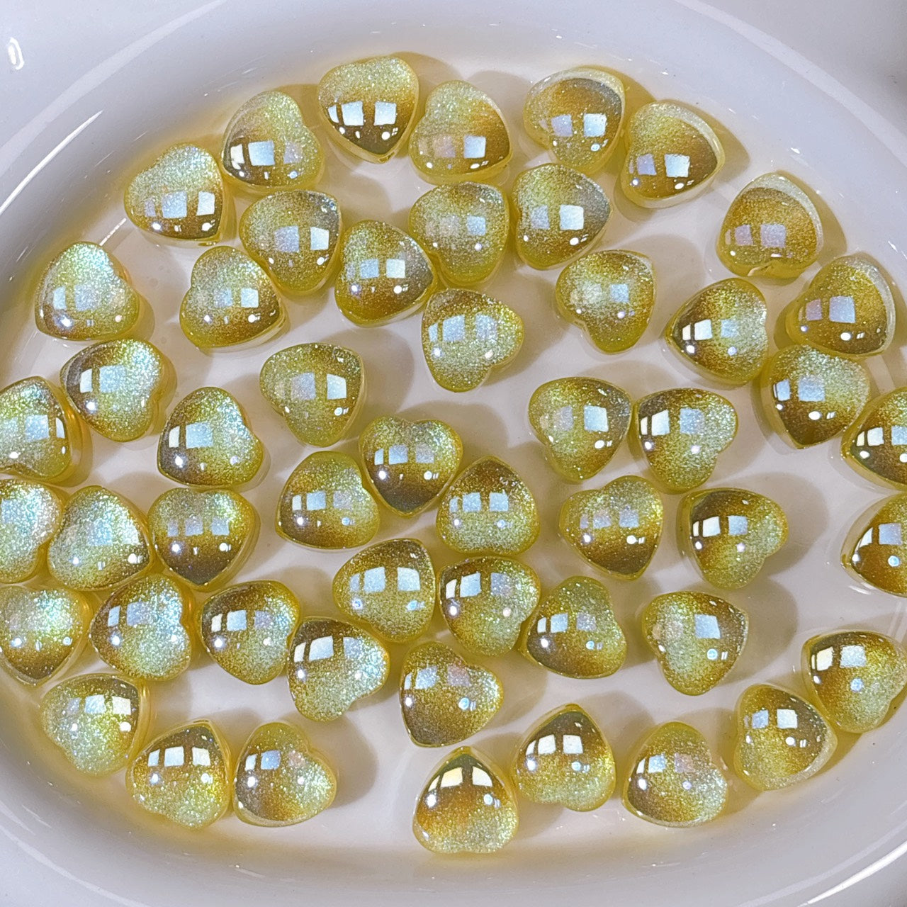 ティンカー♡ハート No.2イエロー 光学ビーズ 15㎜
