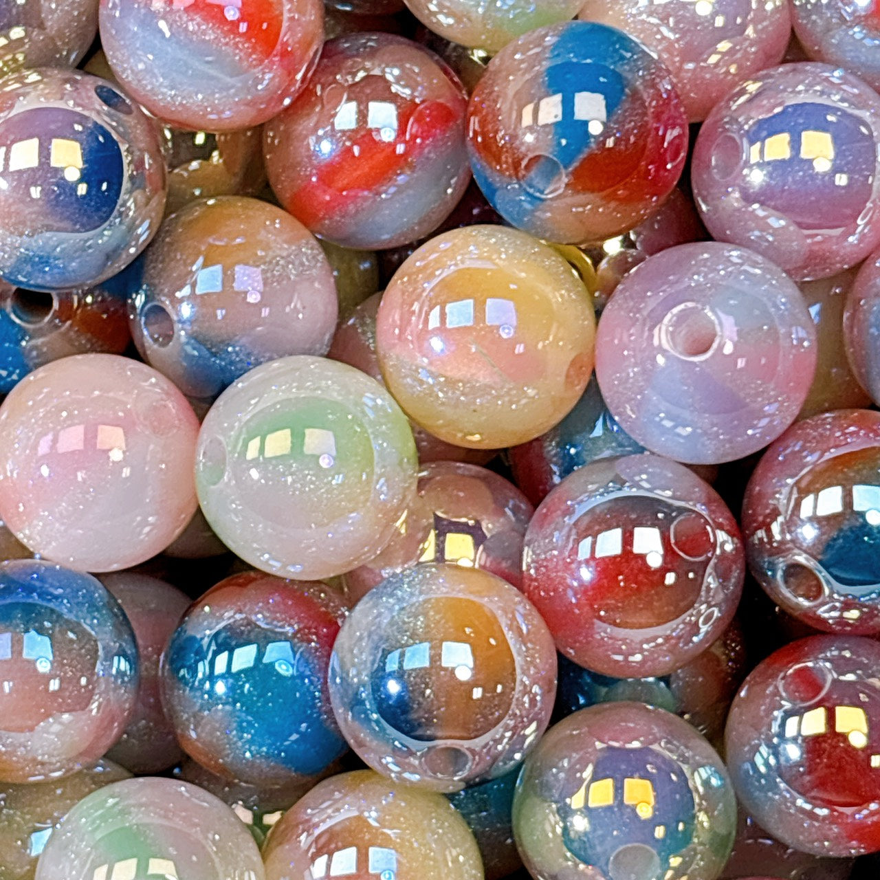 【特価】煌線飴 全8色MIX 光学ビーズ 16㎜ (100個)