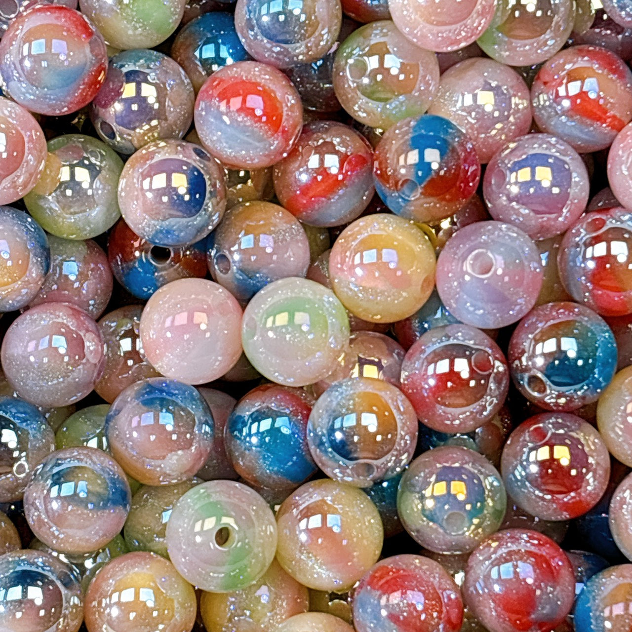 【特価】煌線飴 全8色MIX 光学ビーズ 16㎜ (100個)