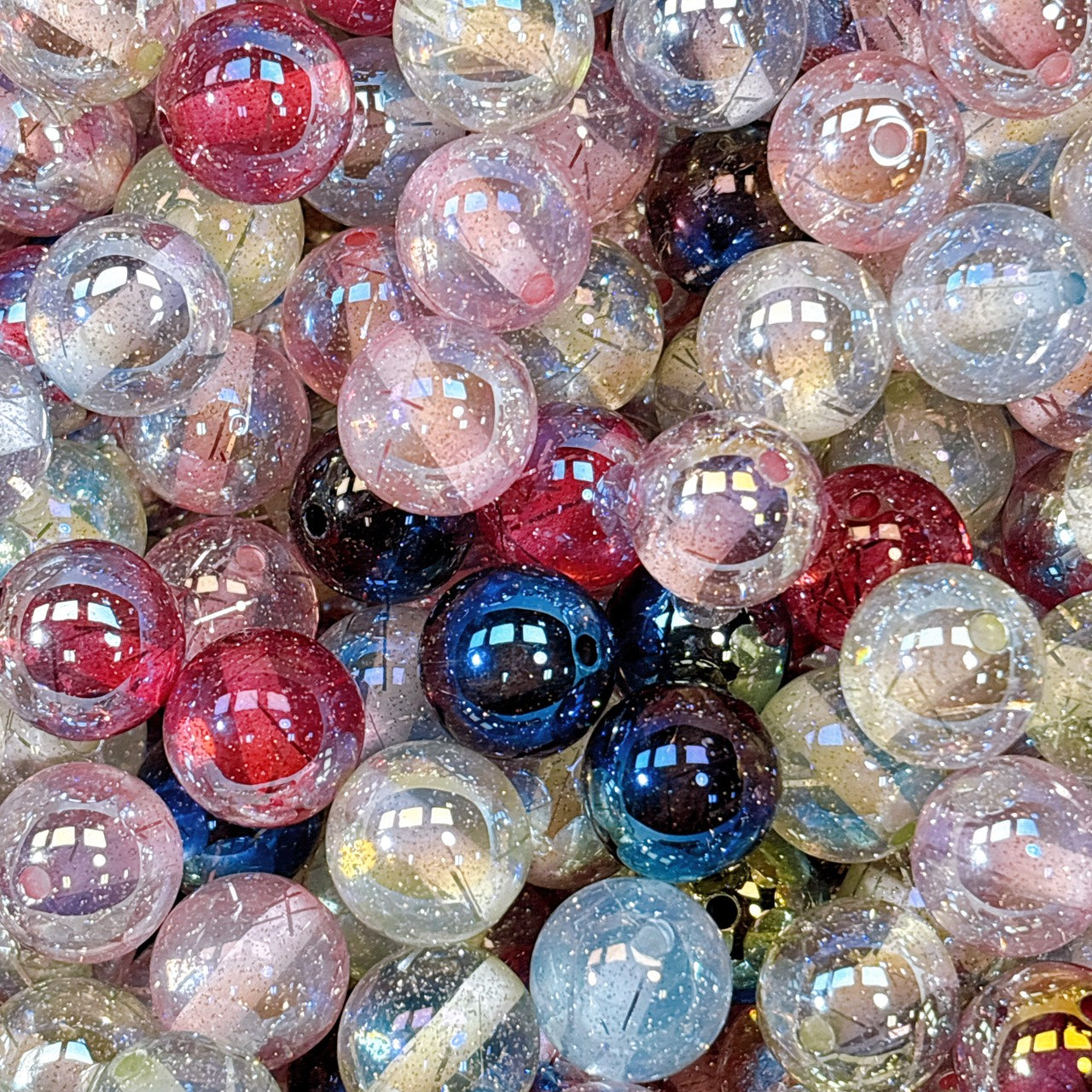 ⚠️1日1人1点【特価】銀糸 全5色MIX 光学ビーズ 16㎜ (100個)