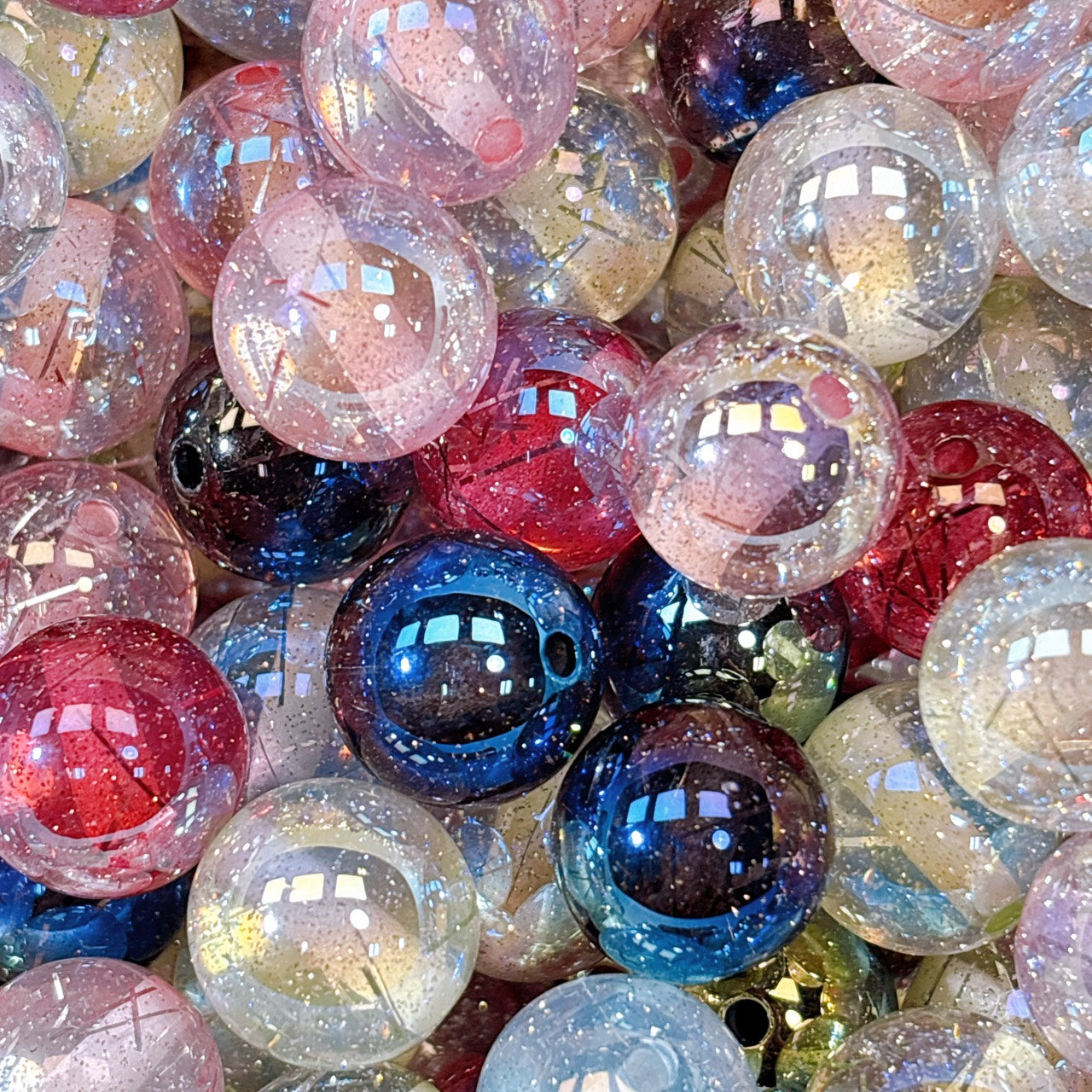 ⚠️1日1人1点【特価】銀糸 全5色MIX 光学ビーズ 16㎜ (100個)