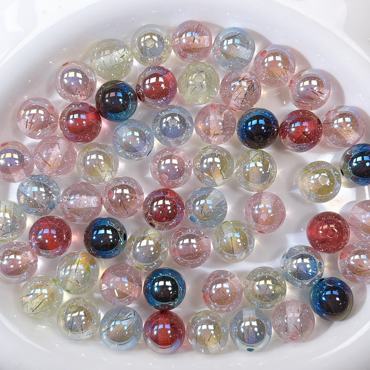 ⚠️1日1人1点【特価】銀糸 全5色MIX 光学ビーズ 16㎜ (100個)