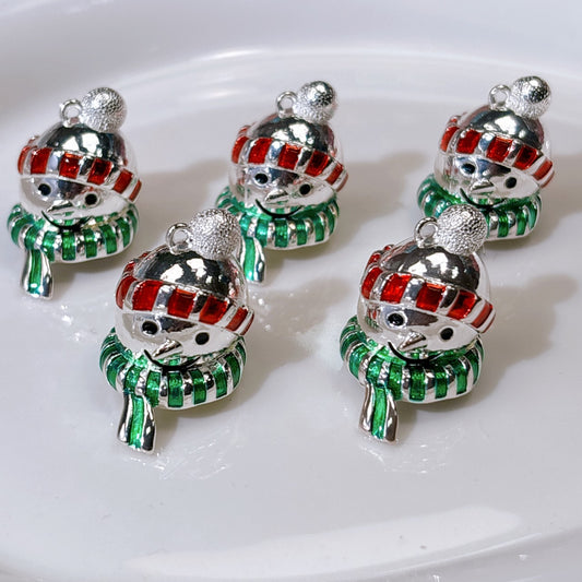 25㎜半穴ビーズ用・雪だるま ヒートン シルバー