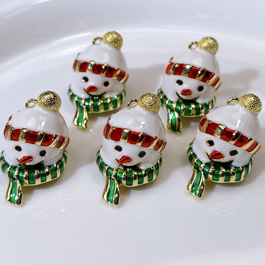 25㎜半穴ビーズ用・雪だるま ヒートン ホワイト