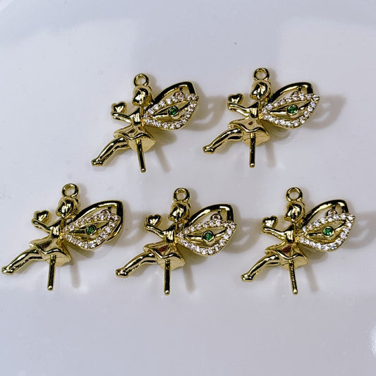 25㎜半穴ビーズ用・ラインストーン付き フェアリー ヒートン ゴールド