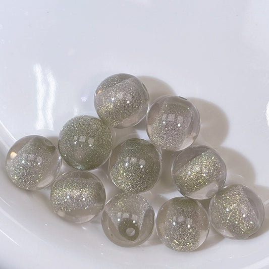 夜光 アイスフォール グレー レジンビーズ 16㎜