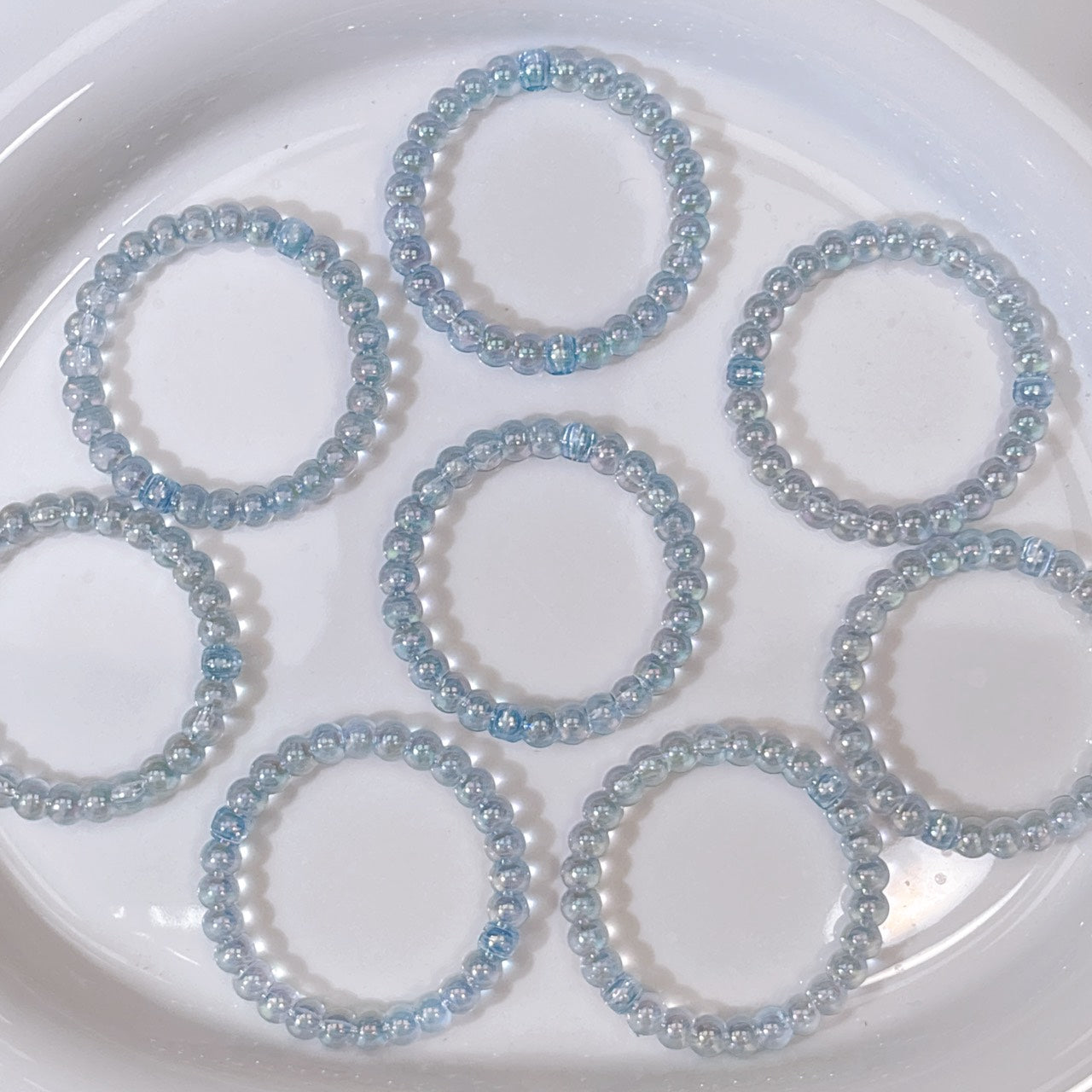 ⚠️1日1人1点・ 訳アリ【特価】オーロラぽこぽこ輪っか ブルー ビーズ 38㎜