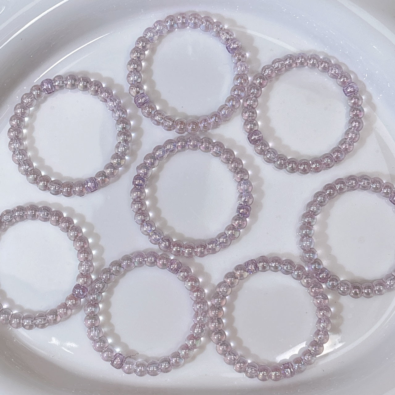 ⚠️1日1人1点・ 訳アリ【特価】オーロラぽこぽこ輪っか パープル ビーズ 38㎜