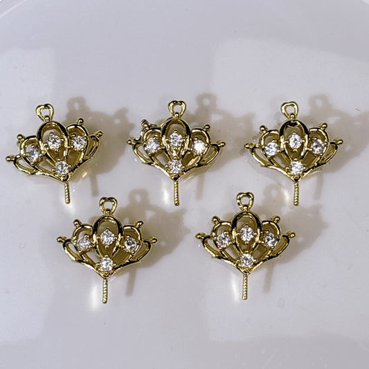 27×24㎜ハート半穴ビーズ用・ラインストーン付き ヒートン ゴールド